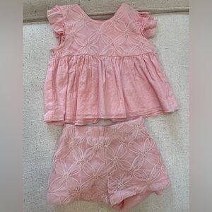 Mayoral Light Pink Embroidered Top & Shorts set 18M